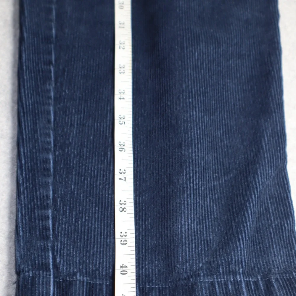 Vintage L.L. Bean Corduroy Pants Womens 8 reg Pleated Front High Rise Navy Blue - Picture 5 of 9